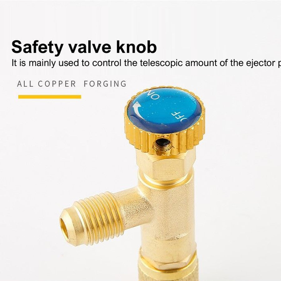 Air Conditioning Refrigerant Safety Valve R410A R22 1/4 " Refrigeration Charging Safety Liquid Adapter Hand Tool Parts