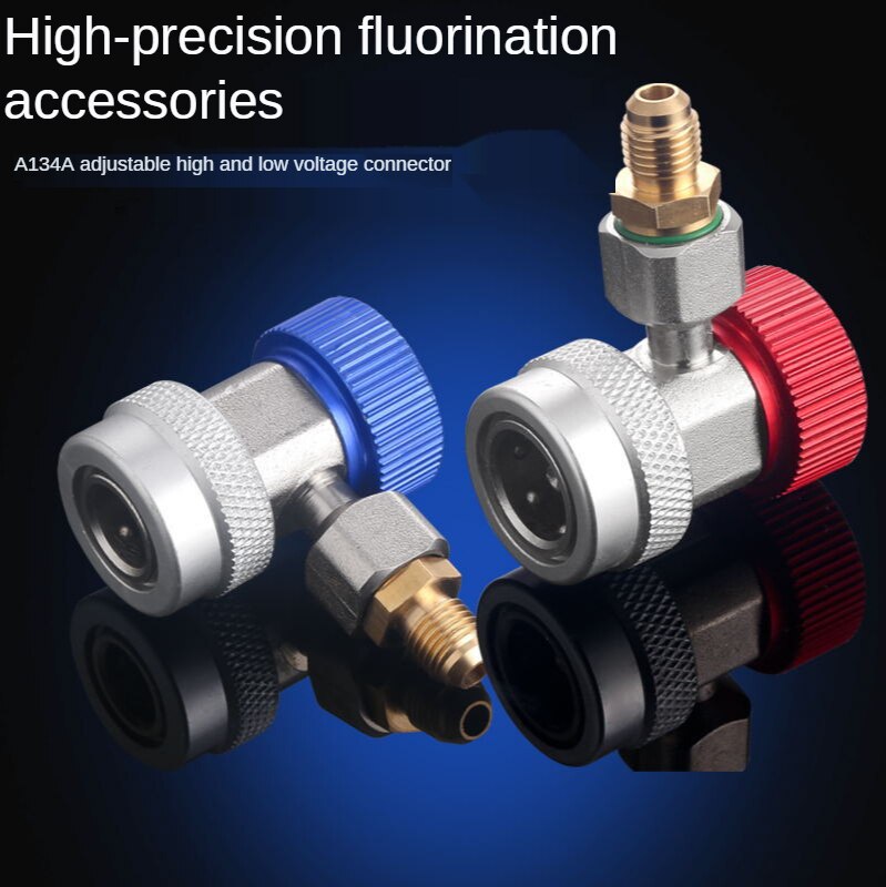 2pcs R134A H/L Auto Car Quick Coupler Connector Brass Adapters Air Conditioning Refrigerant