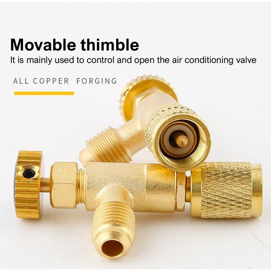 Air Conditioning Refrigerant Safety Valve R410A R22 1/4 " Refrigeration Charging Safety Liquid Adapter Hand Tool Parts