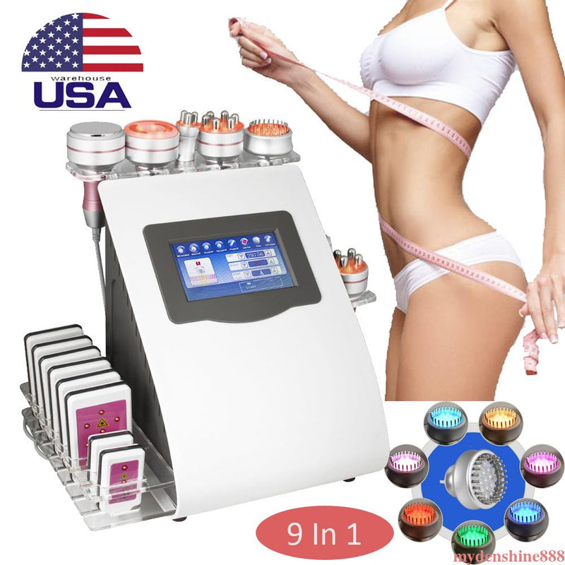 9 in 1 Ultrasonic Cavitation Machine - Vacuum Body Slimming, Photon&Micro Current, Hot Cold Hammer Facial Care and Weight Loss