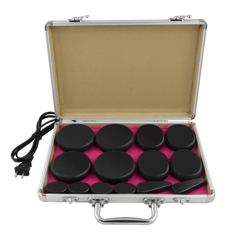 Hot Massage Stone Kit - 18 Basalt Stones in Aluminum Heating Box Spa and Health Care